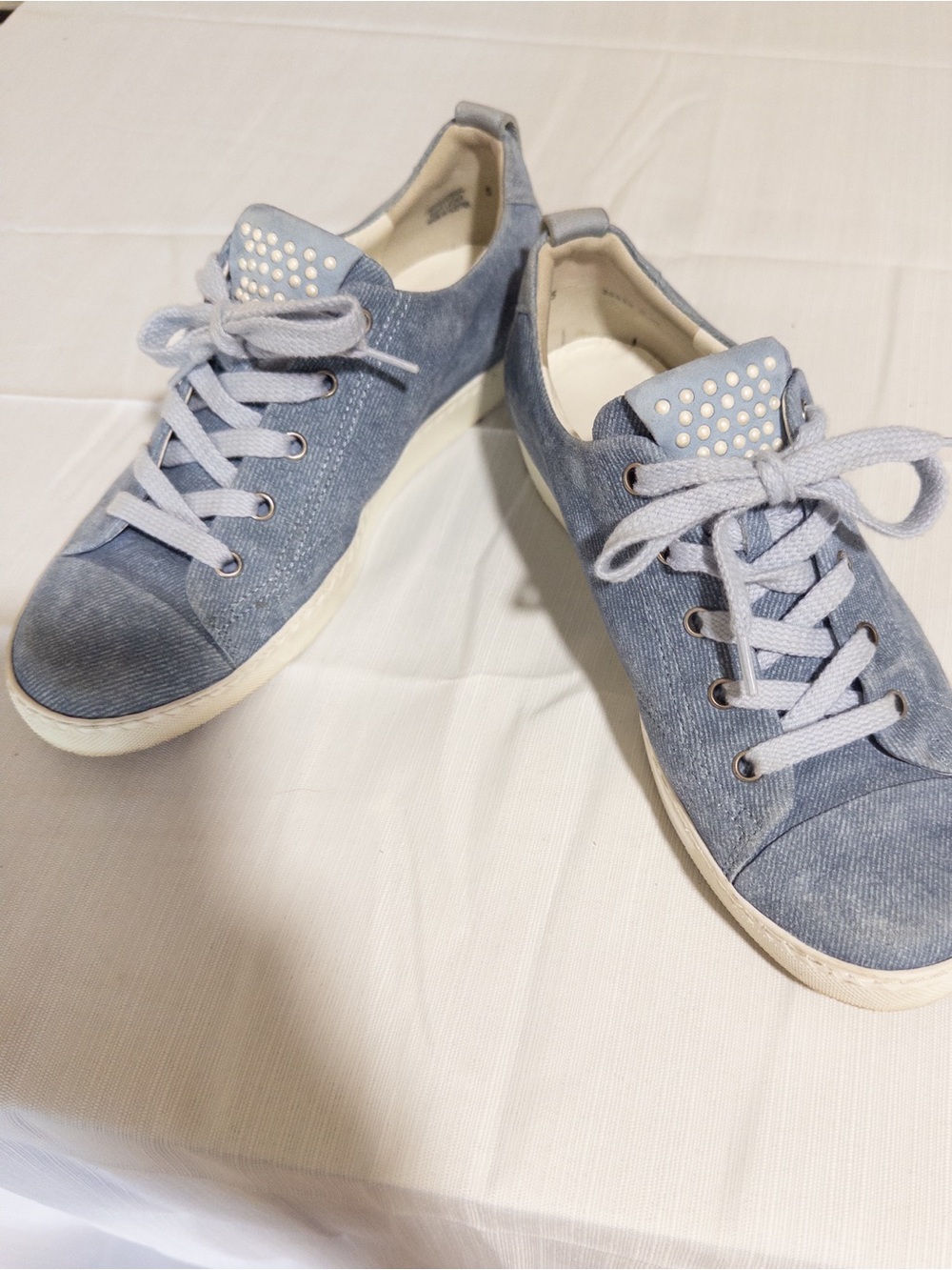 Paul Green Hadley Pearl Studded Suede Sneakers Blue US 7.5 / UK 5